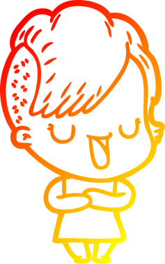 Hipster saç kesimi bir insan tarafından çizilmiş güzel bir çizgi film kızı çizimi.