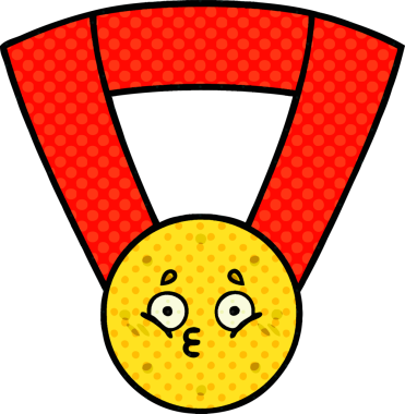 Bir insan tarafından çizilmiş altın madalyanın karikatürü.