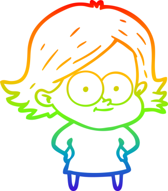 gökkuşağı gradyan çizimi mutlu bir çizgi film kızı bir insan tarafından çizildi