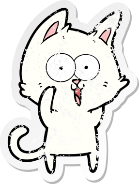 Bir insan tarafından çizilmiş komik bir çizgi film kedisinin sıkıntılı çıkartması.