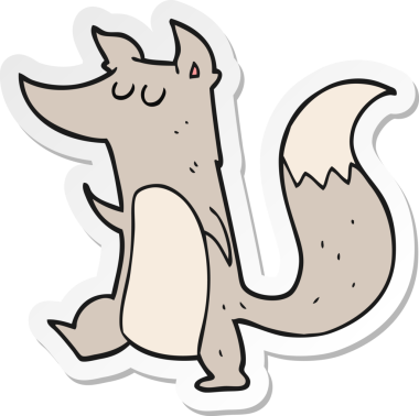 Bir insan tarafından çizilmiş küçük bir kurdun çıkartması.