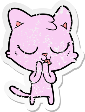 Bir insan tarafından çizilmiş karikatür bir kedinin sıkıntılı çıkartması.