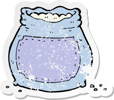 Bir insan tarafından çizilmiş bir un torbasının gerilemiş retro etiketi.