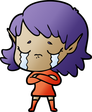 Bir insan tarafından çizilmiş ağlayan elf kızı.