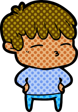 Bir insan tarafından çizilmiş meraklı bir çocuk.