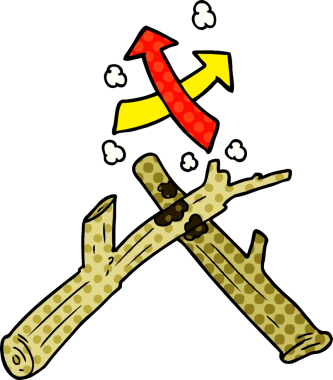 Bir insan tarafından çizilmiş iki çubukla nasıl ateş yakılır?