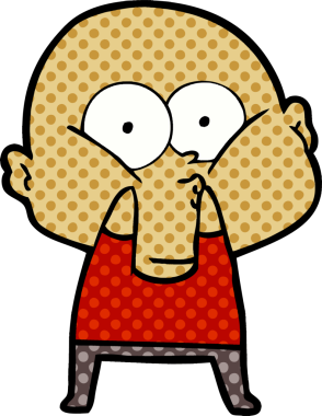 Bir insan tarafından çizilmiş kel bir adam.