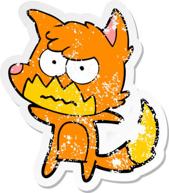 Bir insan tarafından çizilmiş, sıkıntılı bir çizgi film çıkartması.