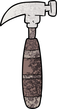 Bir insan tarafından çizilmiş karton çekiç.