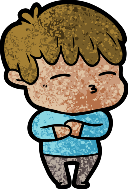 Bir insan tarafından çizilmiş meraklı bir çocuk.