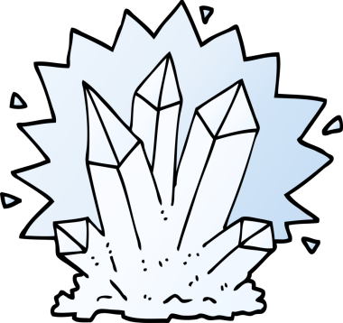 vektör gradyan çizim karikatürü doğal kristaller bir insan tarafından çizildi