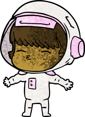 Bir insan tarafından çizilmiş meraklı astronot çizgi filmi.