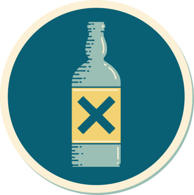 Bir insan tarafından çizilmiş geleneksel bir şişe dövmesi.