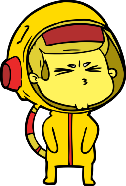 Çizgi film bir insan tarafından çizilmiş astronot.