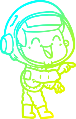 Bir insan tarafından çizilmiş mutlu bir astronotun soğuk gradyan çizimi.