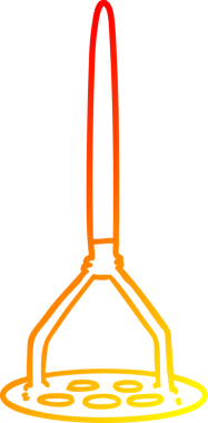 Bir insan tarafından çizilmiş karikatür patates ezicisinin sıcak çizgi çizimi