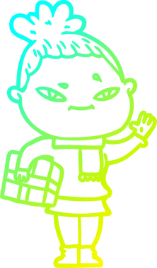 Bir insan tarafından çizilmiş bir karikatür kadın çizimi.