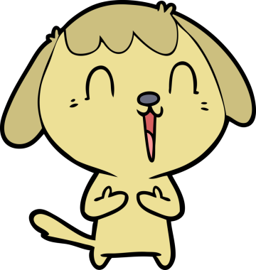 Bir insan tarafından çizilmiş şirin bir çizgi film köpeği.