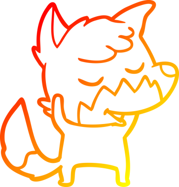 Bir insan tarafından çizilmiş dost canlısı bir tilkinin sıcak çizgi çizimi