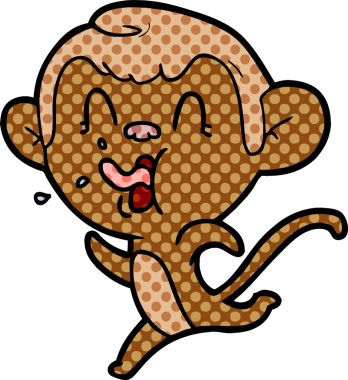 Bir insan tarafından çizilmiş çılgın çizgi film maymunu