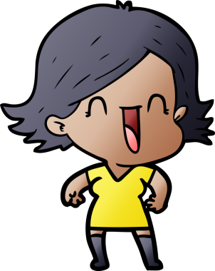 Bir insan tarafından çizilmiş mutlu bir kadın.