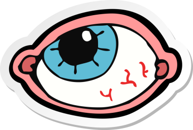 Bir insan tarafından çizilmiş ürkütücü bir çizgi film çıkartması.