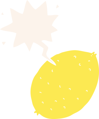 bir insan tarafından çizilmiş retro tarzı konuşma baloncuklu limon çizgi filmi