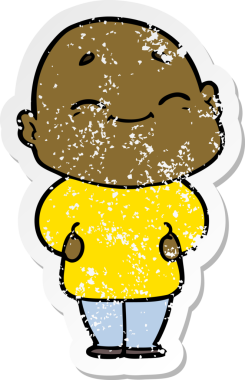 Bir insan tarafından çizilmiş mutlu kel bir adamın sıkıntılı çıkartması.