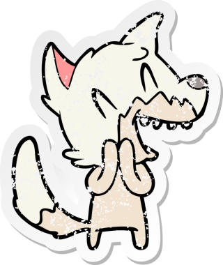 Bir insan tarafından çizilmiş gülen tilki çizgi filminin sıkıntılı çıkartması.