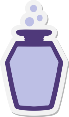 Bir insan tarafından çizilmiş karikatür iksiri etiketi.