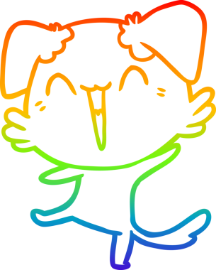 gökkuşağı gradyan çizimi bir insan tarafından çizilmiş mutlu küçük bir köpek çizgi filmi