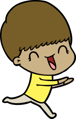 Bir insan tarafından çizilmiş mutlu çizgi film çocuğu.