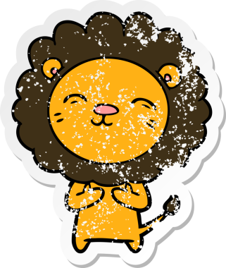 Bir insan tarafından çizilmiş karikatür aslanının sıkıntılı çıkartması.