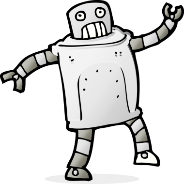 Bir insan tarafından çizilmiş çizgi film robotu