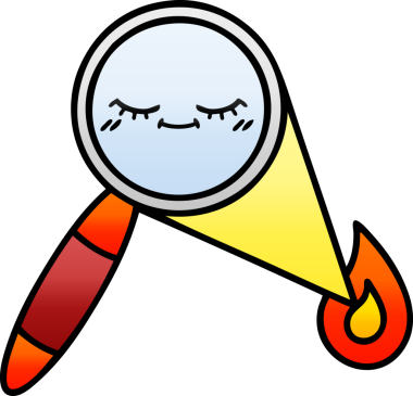 Bir insan tarafından çizilmiş bir büyüteçin gölgelenmiş karikatürü