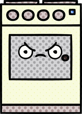 Bir insan tarafından çizilmiş mutfak fırınının çizgi romanı.