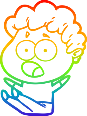 Gökkuşağı gradyan çizgi çizimi Bir insan tarafından çizilmiş şaşırarak nefes nefese bir çizgi film adamı