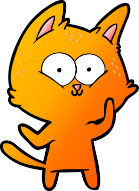 Bir insan tarafından çizilmiş çizgi film kedisi.