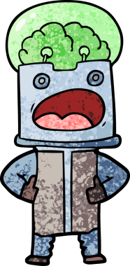 Bir insan tarafından çizilmiş çizgi film robotu