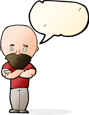 Karikatür, sakallı kel bir adamı şok etti ve bir insan tarafından çizildi.