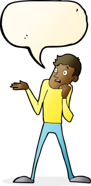 Bir insan tarafından çizilmiş konuşma balonlu sinirli bir adam.