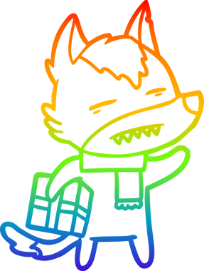 Gökkuşağı gradyan çizgi çizimi bir insan tarafından çizilmiş bir karikatür kurdu