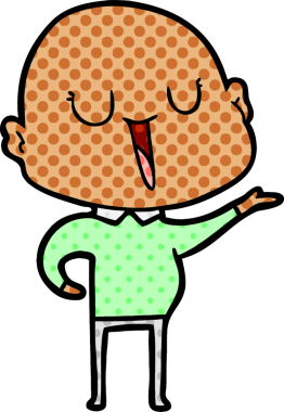 Bir insan tarafından çizilmiş mutlu, kel adam.