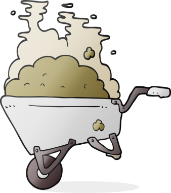 Bir insan tarafından çizilmiş el arabası karikatürü.