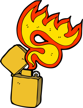 bir insan tarafından çizilmiş bir metal çakmak.