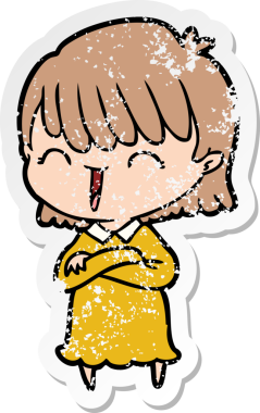 Bir insan tarafından çizilmiş karikatür bir kadının sıkıntılı çıkartması.