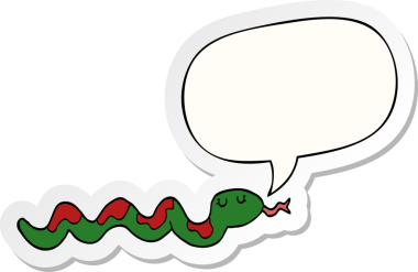 Bir insan tarafından çizilmiş konuşma balonu çıkartmalı çizgi film yılanı.