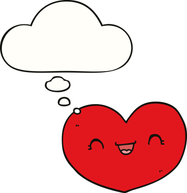 Bir insan tarafından çizilmiş düşünce baloncuklu aşk kalbi.