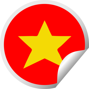 Bir insan tarafından çizilmiş altın yıldızın dairesel kabuk soyma etiketi.