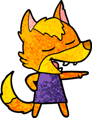 Bir insan tarafından çizilmiş tilki çizgi film karakteri